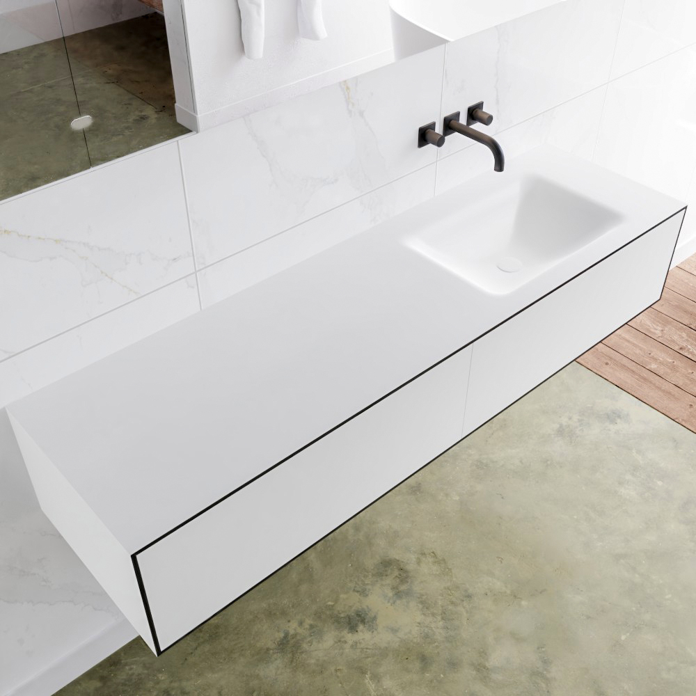 MONDIAZ LAGOM 160cm mueble de baño solid surface Urban 2 cajones lavabo CLOUD Derecho sin orificio 1 MONDIAZ LAGOM 160cm mueble de baño solid surface Urban 2 cajones lavabo CLOUD Derecho sin orificio