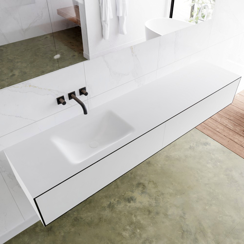 MONDIAZ LAGOM 200cm mueble de baño solid surface Urban 2 cajones lavabo CLOUD Izquierda sin orificio 1 MONDIAZ LAGOM 200cm mueble de baño solid surface Urban 2 cajones lavabo CLOUD Izquierda sin orificio