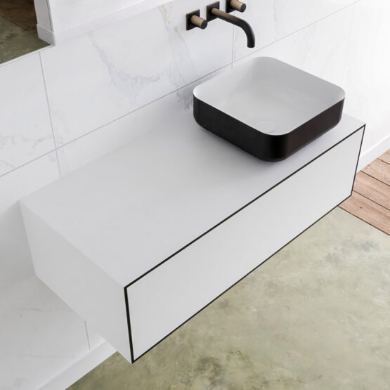 MONDIAZ LAGOM 100cm mueble de baño solid surface Urban 1 cajón BINX Derecho sin orificio
