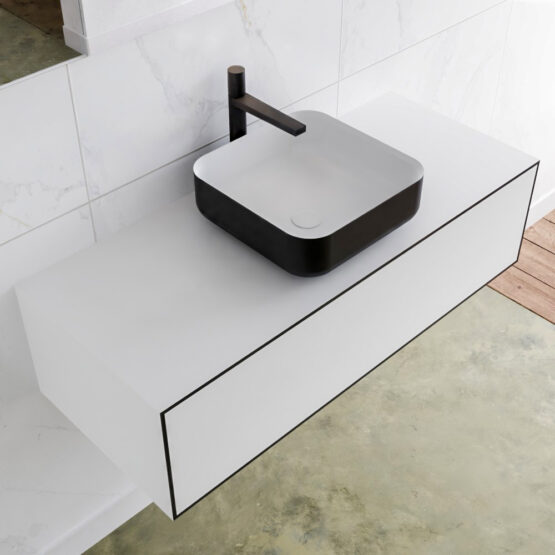 MONDIAZ LAGOM 110cm mueble de baño solid surface Urban 1 cajón BINX Centro 1 orificio