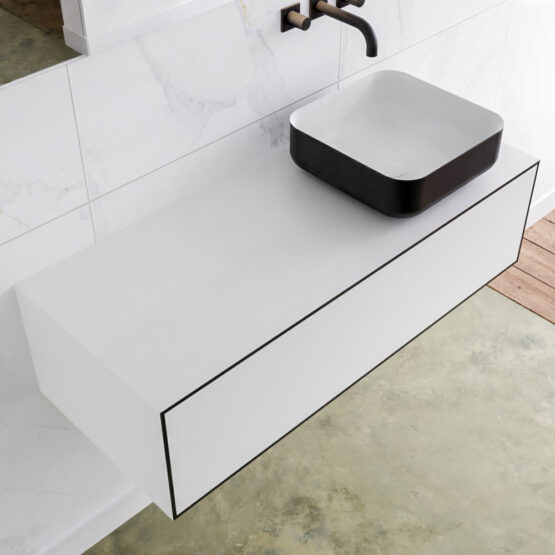 MONDIAZ LAGOM 110cm mueble de baño solid surface Urban 1 cajón BINX Derecho sin orificio
