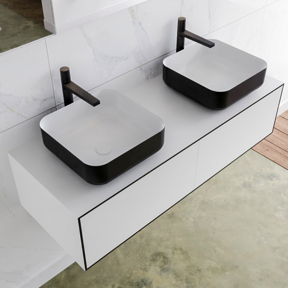MONDIAZ LAGOM 120cm mueble de baño solid surface Urban 2 cajones BINX Doble 2 orificios 1 MONDIAZ LAGOM 120cm mueble de baño solid surface Urban 2 cajones BINX Doble 2 orificios