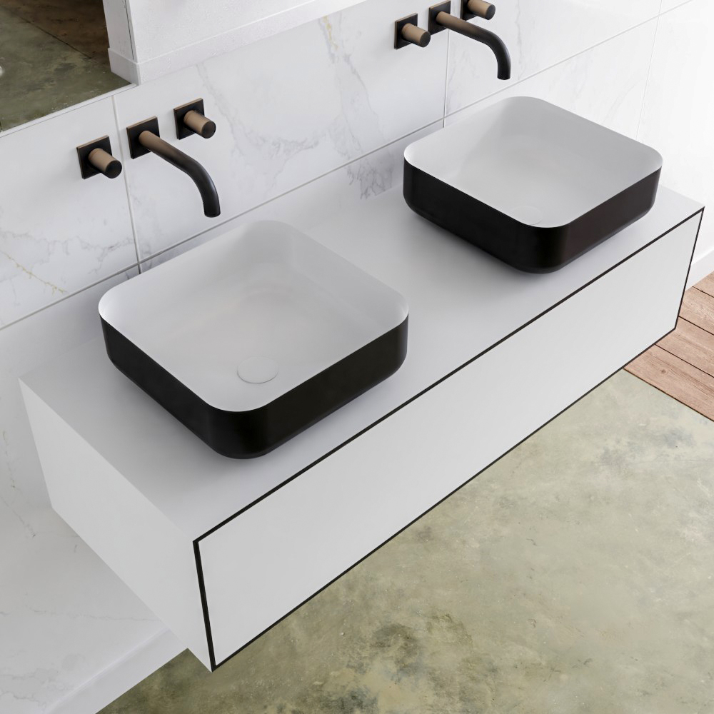 MONDIAZ LAGOM 120cm mueble de baño solid surface Urban 1 cajón BINX Doble sin orificio 1 MONDIAZ LAGOM 120cm mueble de baño solid surface Urban 1 cajón BINX Doble sin orificio