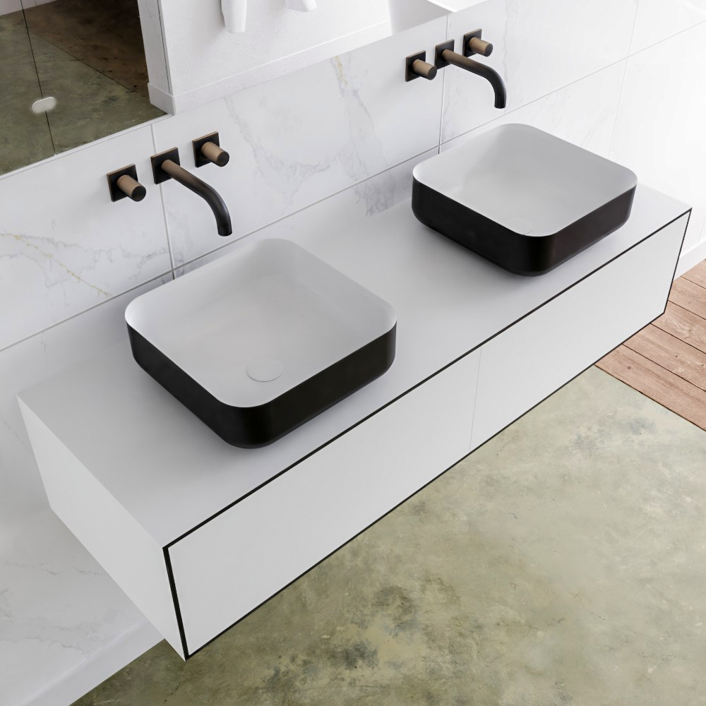 MONDIAZ LAGOM 140cm mueble de baño solid surface Urban 2 cajones BINX Doble sin orificio 1 MONDIAZ LAGOM 140cm mueble de baño solid surface Urban 2 cajones BINX Doble sin orificio