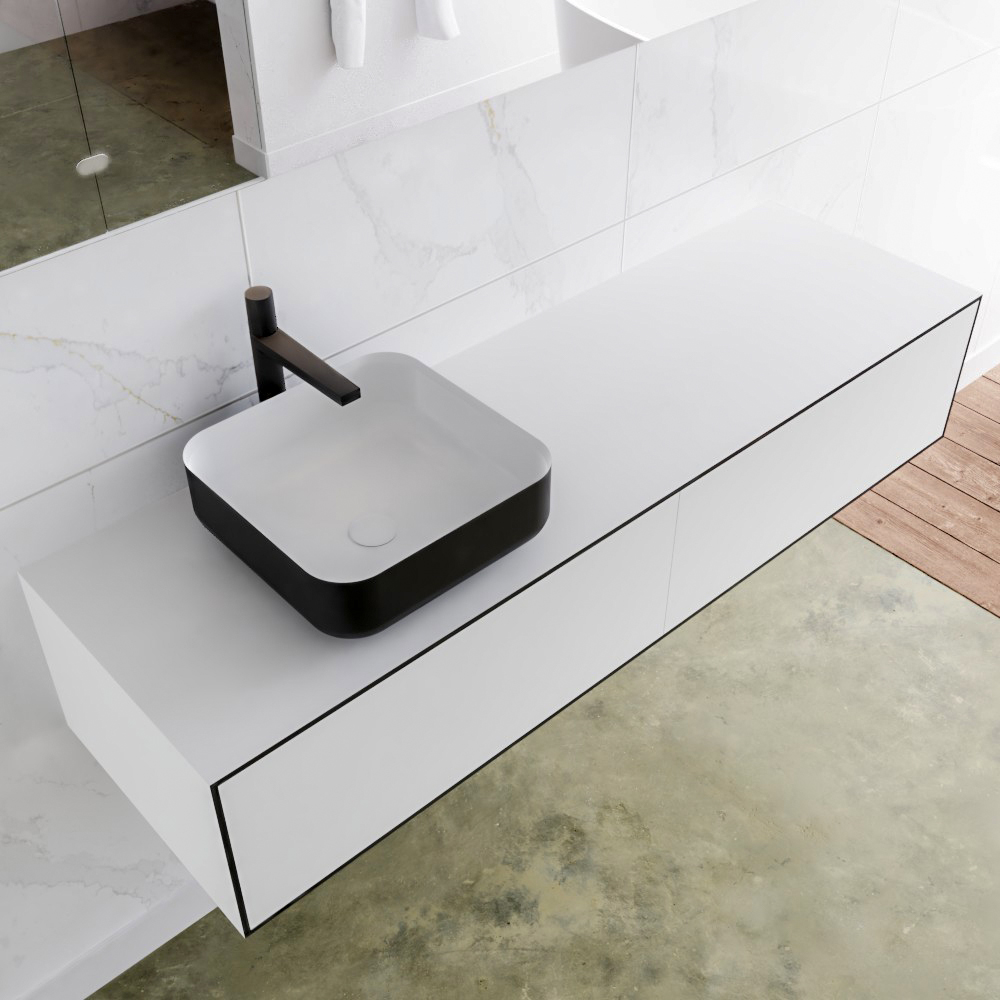MONDIAZ LAGOM 150cm mueble de baño solid surface Urban 2 cajones BINX Izquierda 1 orificio 1 MONDIAZ LAGOM 150cm mueble de baño solid surface Urban 2 cajones BINX Izquierda 1 orificio