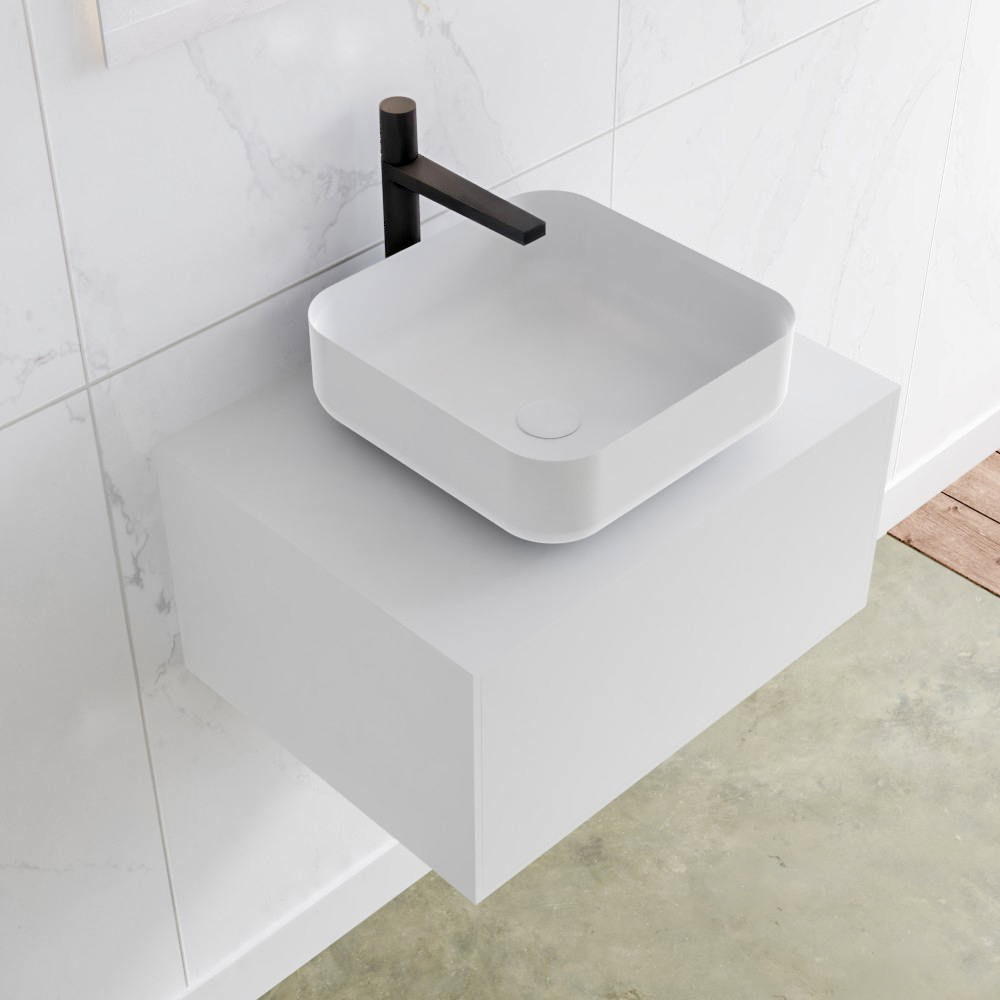 MONDIAZ LAGOM 60cm mueble de baño solid surface Talc 1 cajón BINX Centro 1 orificio 1 MONDIAZ LAGOM 60cm mueble de baño solid surface Talc 1 cajón BINX Centro 1 orificio
