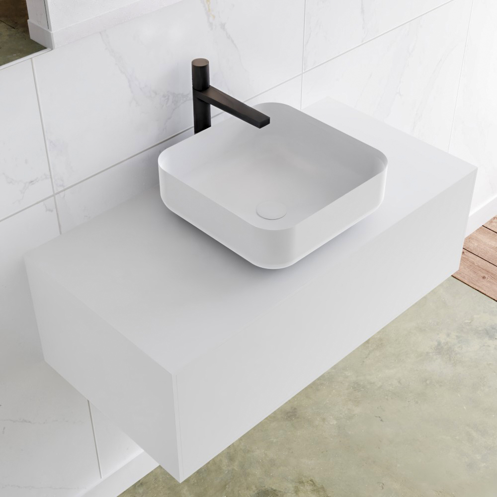 MONDIAZ LAGOM 90cm mueble de baño solid surface Talc 1 cajón BINX Centro 1 orificio 1 MONDIAZ LAGOM 90cm mueble de baño solid surface Talc 1 cajón BINX Centro 1 orificio