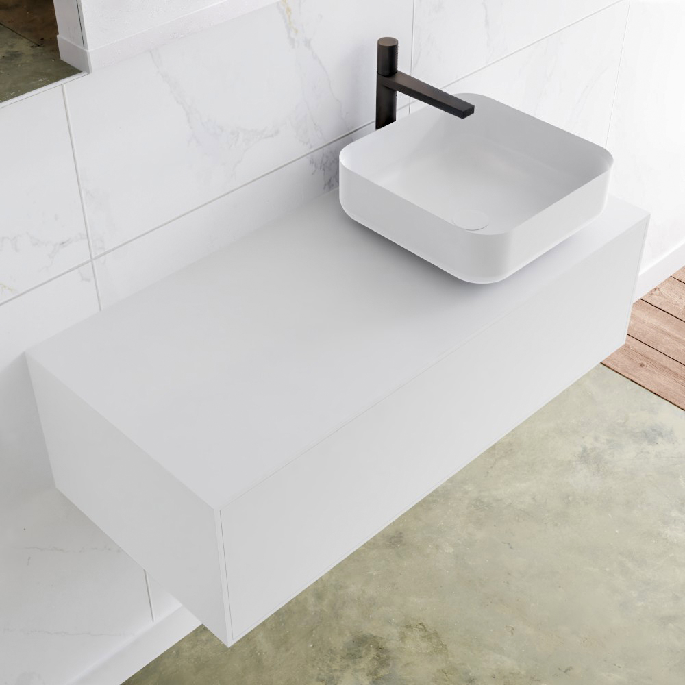MONDIAZ LAGOM 100cm mueble de baño solid surface Talc 1 cajón BINX Derecho 1 orificio 1 MONDIAZ LAGOM 100cm mueble de baño solid surface Talc 1 cajón BINX Derecho 1 orificio