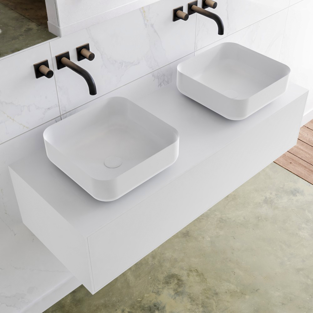 MONDIAZ LAGOM 120cm mueble de baño solid surface Talc 1 cajón BINX Doble sin orificio 1 MONDIAZ LAGOM 120cm mueble de baño solid surface Talc 1 cajón BINX Doble sin orificio