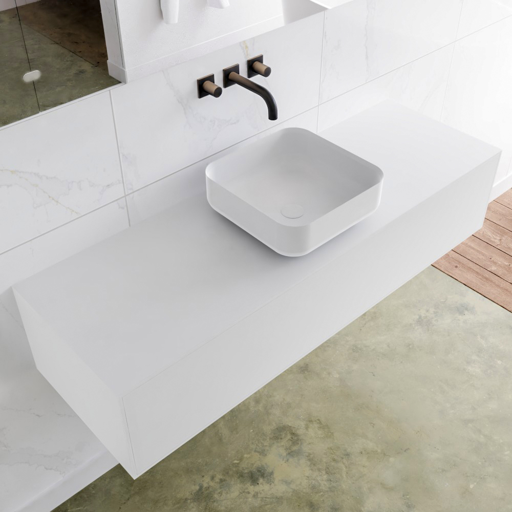 MONDIAZ LAGOM 140cm mueble de baño solid surface Talc 1 cajón BINX Centro sin orificio 1 MONDIAZ LAGOM 140cm mueble de baño solid surface Talc 1 cajón BINX Centro sin orificio