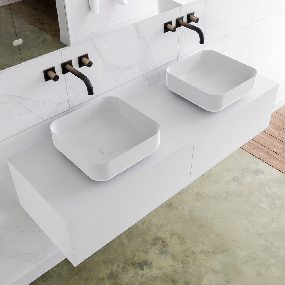 MONDIAZ LAGOM 140cm mueble de baño solid surface Talc 2 cajones BINX Doble sin orificio 1 MONDIAZ LAGOM 140cm mueble de baño solid surface Talc 2 cajones BINX Doble sin orificio