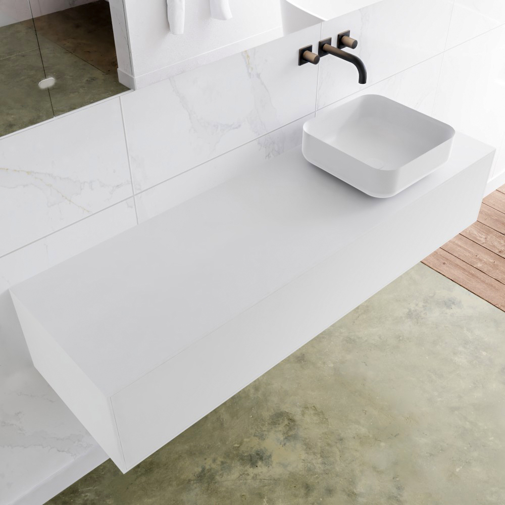 MONDIAZ LAGOM 150cm mueble de baño solid surface Talc 1 cajón BINX Derecho sin orificio 1 MONDIAZ LAGOM 150cm mueble de baño solid surface Talc 1 cajón BINX Derecho sin orificio