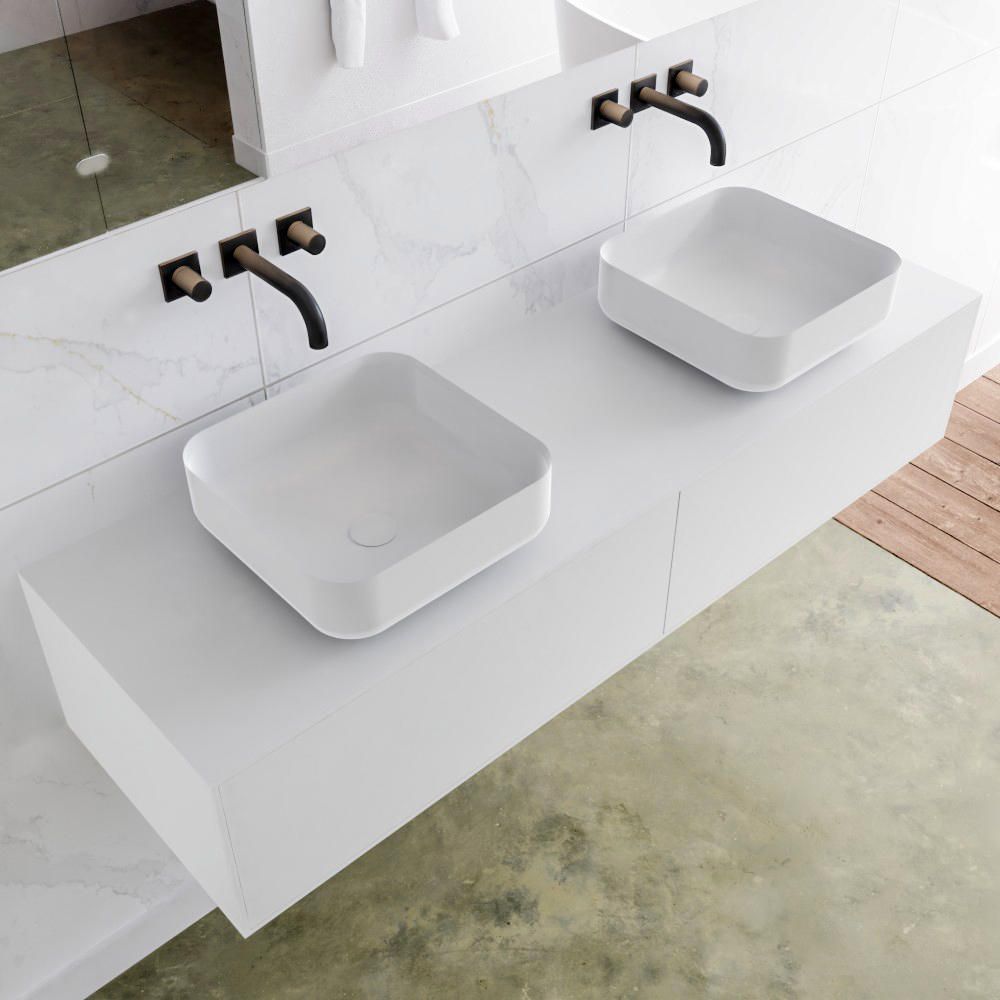 MONDIAZ LAGOM 150cm mueble de baño solid surface Talc 2 cajones BINX Doble sin orificio 1 MONDIAZ LAGOM 150cm mueble de baño solid surface Talc 2 cajones BINX Doble sin orificio