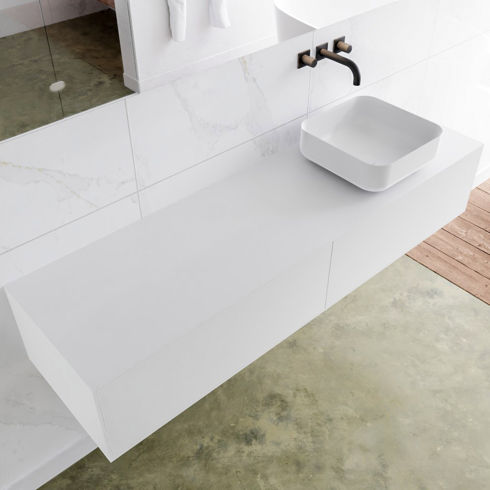 MONDIAZ LAGOM 160cm mueble de baño solid surface Talc 2 cajones BINX Derecho sin orificio 1 MONDIAZ LAGOM 160cm mueble de baño solid surface Talc 2 cajones BINX Derecho sin orificio