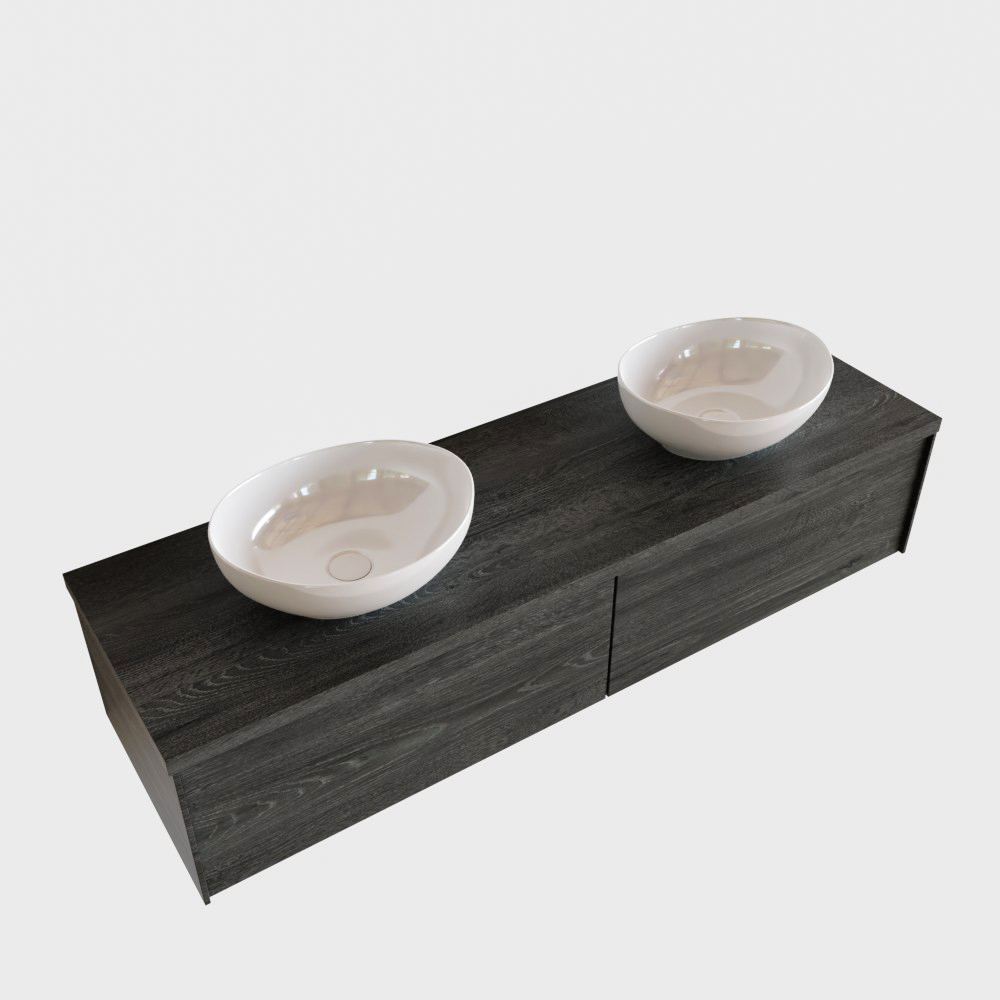 MONDIAZ LUSH 150cm mueble de baño Antracite 2 cajones lavabo BARCO Doble sin orificio 4 MONDIAZ LUSH 150cm mueble de baño Antracite 2 cajones lavabo BARCO Doble sin orificio - Imagen 4