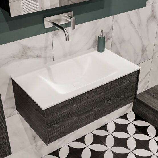 MONDIAZ LUSH 80cm mueble de baño Antracite 1 cajón lavabo CLOUD Centro sin orificio