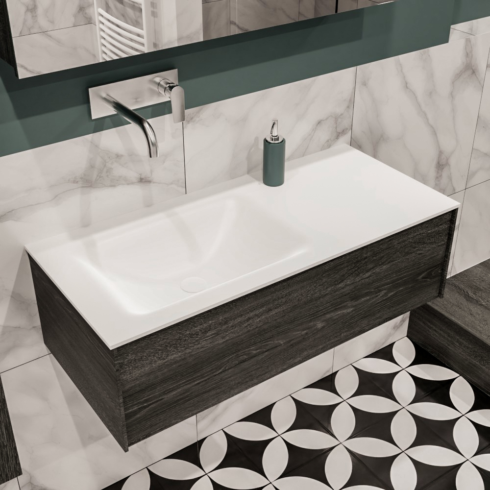 MONDIAZ LUSH 100cm mueble de baño Antracite 1 cajón lavabo CLOUD Izquierda sin orificio 1 MONDIAZ LUSH 100cm mueble de baño Antracite 1 cajón lavabo CLOUD Izquierda sin orificio