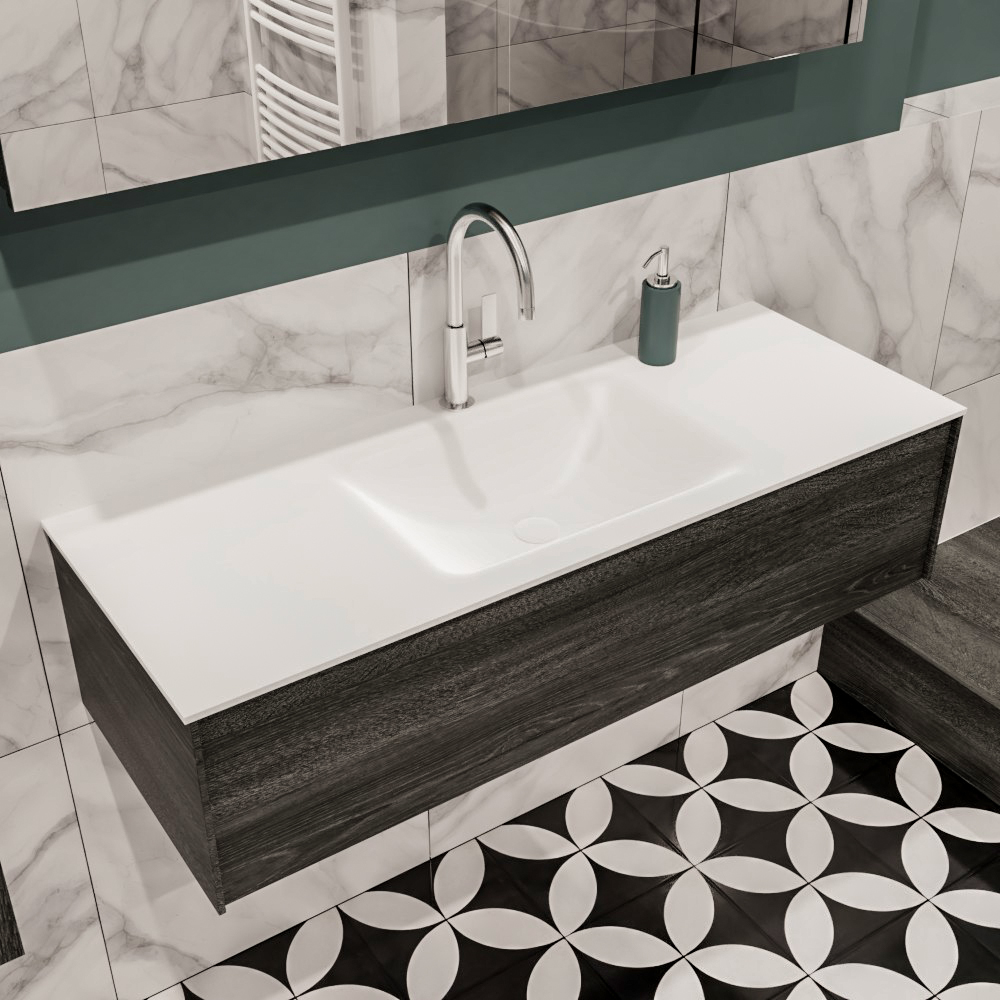 MONDIAZ LUSH 120cm mueble de baño Antracite 1 cajón lavabo CLOUD Centro 1 orificio 1 MONDIAZ LUSH 120cm mueble de baño Antracite 1 cajón lavabo CLOUD Centro 1 orificio