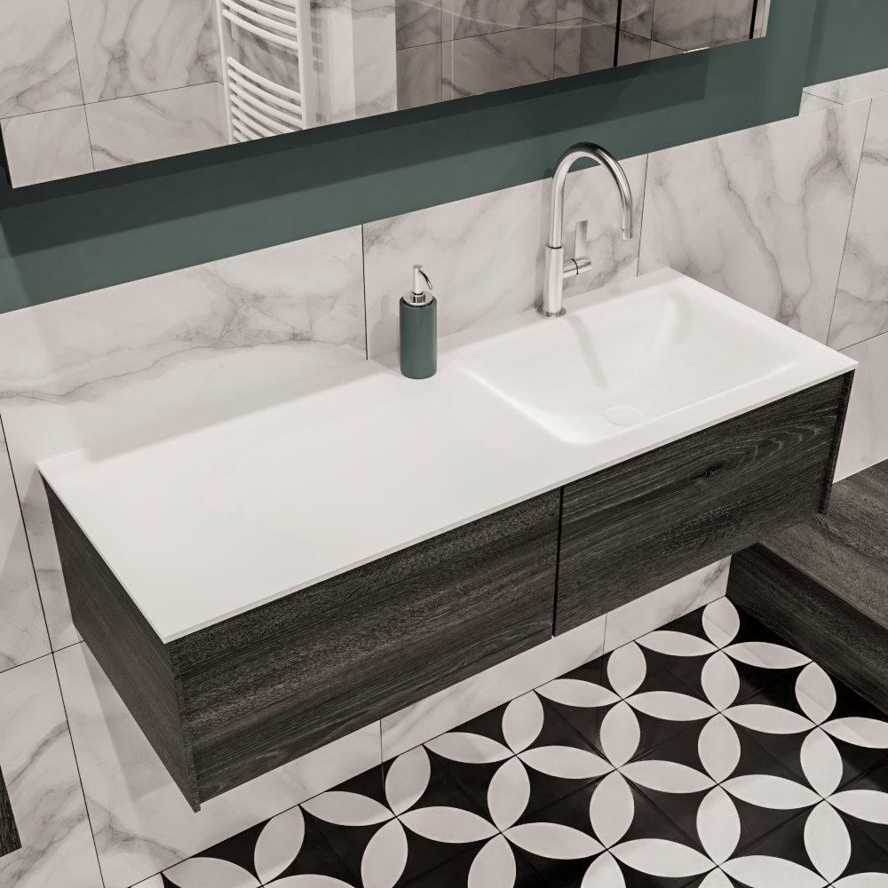 MONDIAZ LUSH 120cm mueble de baño Antracite 2 cajones lavabo CLOUD Derecho 1 orificio 1 MONDIAZ LUSH 120cm mueble de baño Antracite 2 cajones lavabo CLOUD Derecho 1 orificio