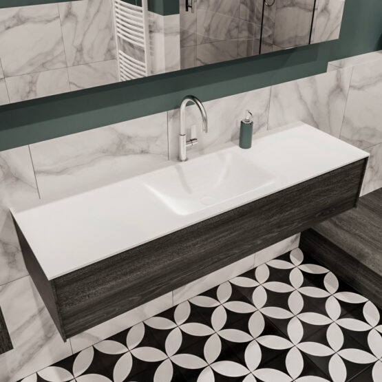 MONDIAZ LUSH 150cm mueble de baño Antracite 1 cajón lavabo CLOUD Centro 1 orificio