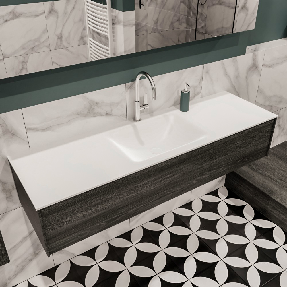 MONDIAZ LUSH 150cm mueble de baño Antracite 1 cajón lavabo CLOUD Centro 1 orificio 1 MONDIAZ LUSH 150cm mueble de baño Antracite 1 cajón lavabo CLOUD Centro 1 orificio
