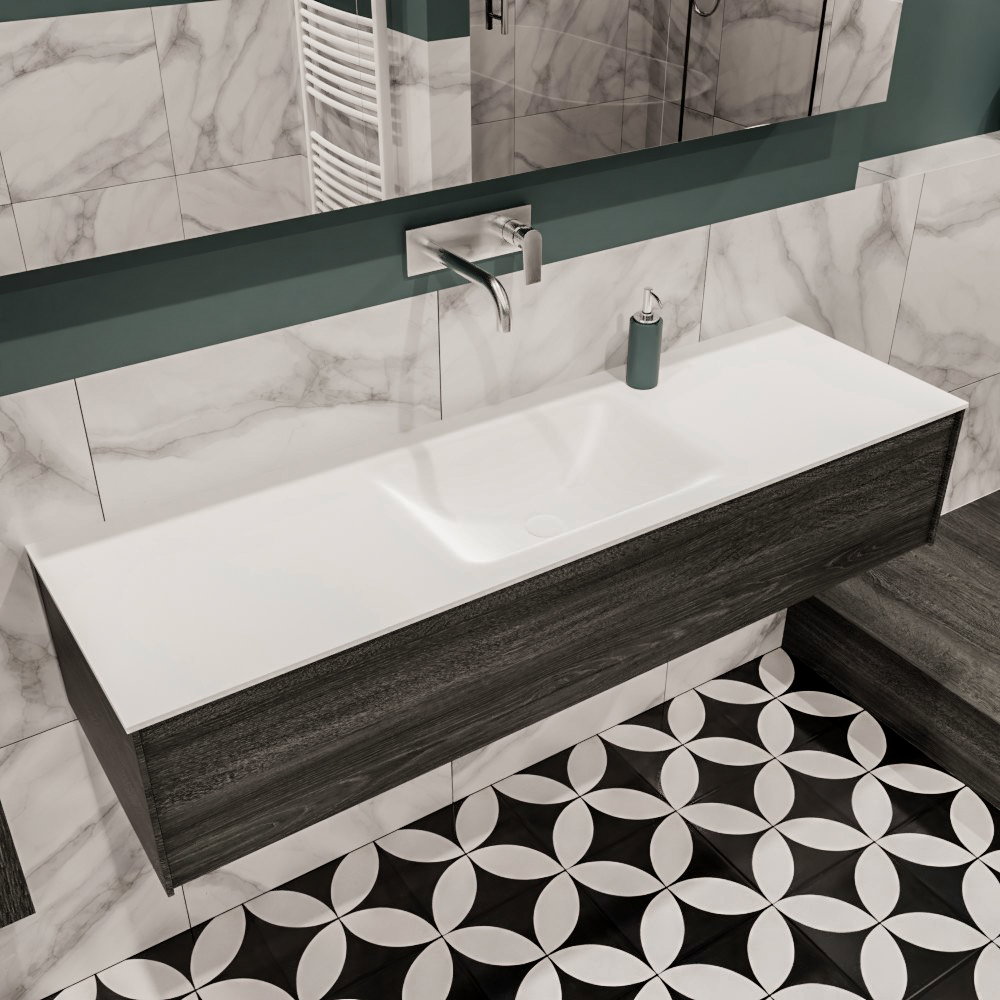 MONDIAZ LUSH 150cm mueble de baño Antracite 1 cajón lavabo CLOUD Centro sin orificio 1 MONDIAZ LUSH 150cm mueble de baño Antracite 1 cajón lavabo CLOUD Centro sin orificio