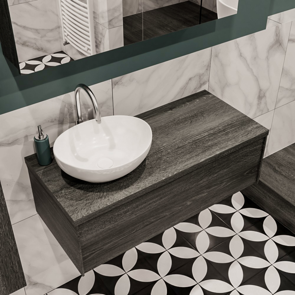 MONDIAZ LUSH 100cm mueble de baño Antracite 1 cajón lavabo BARCO Izquierda 1 orificio 1 MONDIAZ LUSH 100cm mueble de baño Antracite 1 cajón lavabo BARCO Izquierda 1 orificio