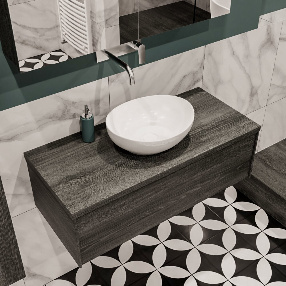 MONDIAZ LUSH 100cm mueble de baño Antracite 1 cajón lavabo BARCO Centro sin orificio 1 MONDIAZ LUSH 100cm mueble de baño Antracite 1 cajón lavabo BARCO Centro sin orificio