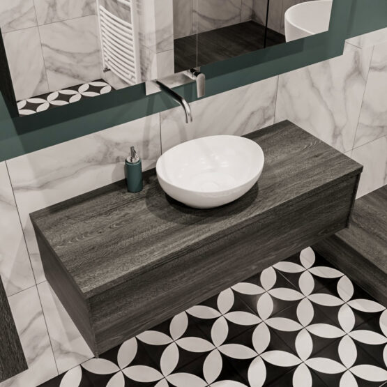 MONDIAZ LUSH 120cm mueble de baño Antracite 1 cajón lavabo BARCO Centro sin orificio