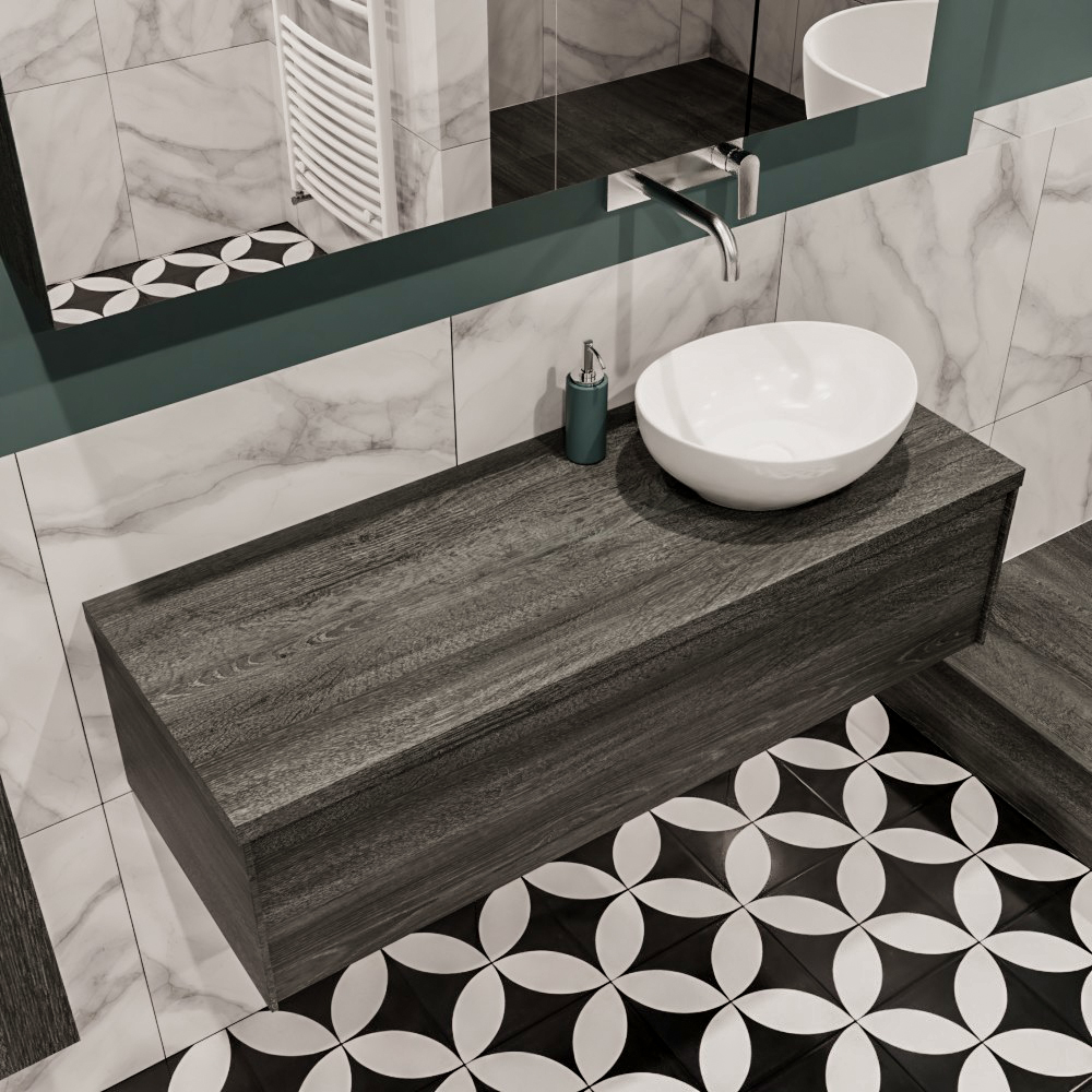 MONDIAZ LUSH 120cm mueble de baño Antracite 1 cajón lavabo BARCO Derecho sin orificio 1 MONDIAZ LUSH 120cm mueble de baño Antracite 1 cajón lavabo BARCO Derecho sin orificio