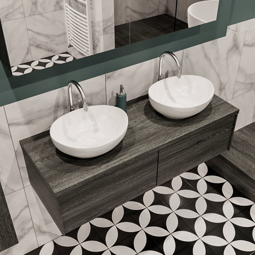 MONDIAZ LUSH 120cm mueble de baño Antracite 2 cajones lavabo BARCO Doble 2 orificios 1 MONDIAZ LUSH 120cm mueble de baño Antracite 2 cajones lavabo BARCO Doble 2 orificios