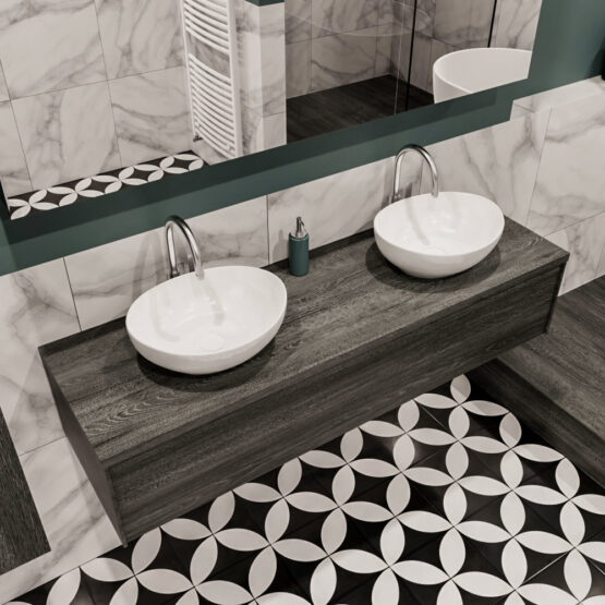 MONDIAZ LUSH 150cm mueble de baño Antracite 1 cajón lavabo BARCO Doble 2 orificios