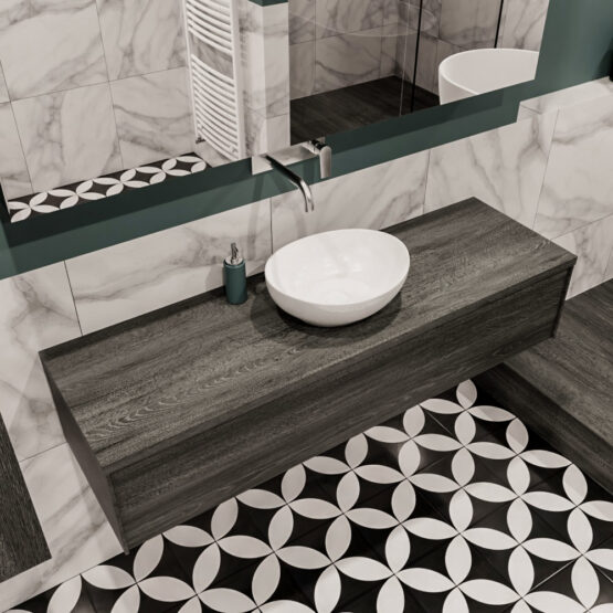 MONDIAZ LUSH 150cm mueble de baño Antracite 1 cajón lavabo BARCO Centro sin orificio