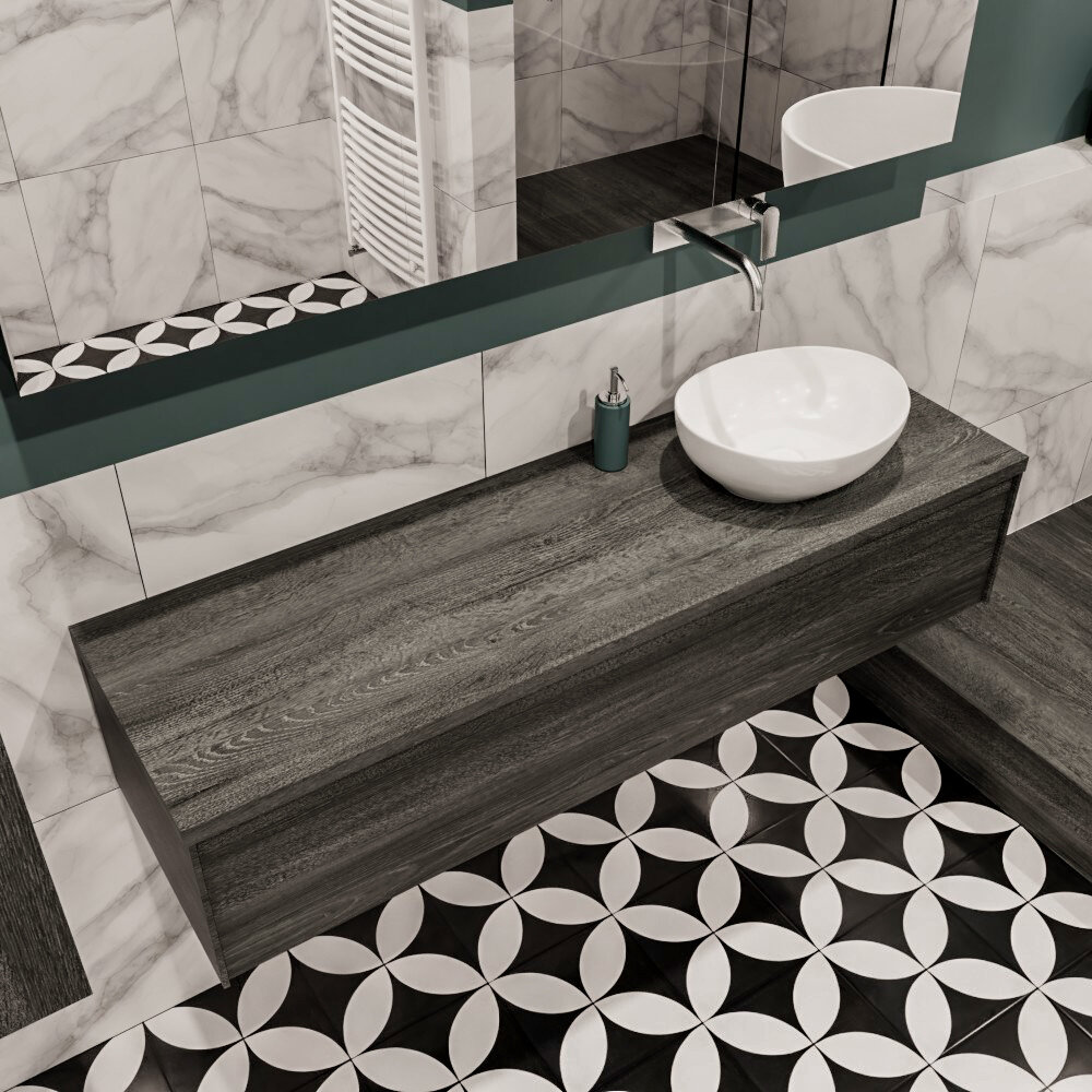 MONDIAZ LUSH 150cm mueble de baño Antracite 1 cajón lavabo BARCO Derecho sin orificio 1 MONDIAZ LUSH 150cm mueble de baño Antracite 1 cajón lavabo BARCO Derecho sin orificio