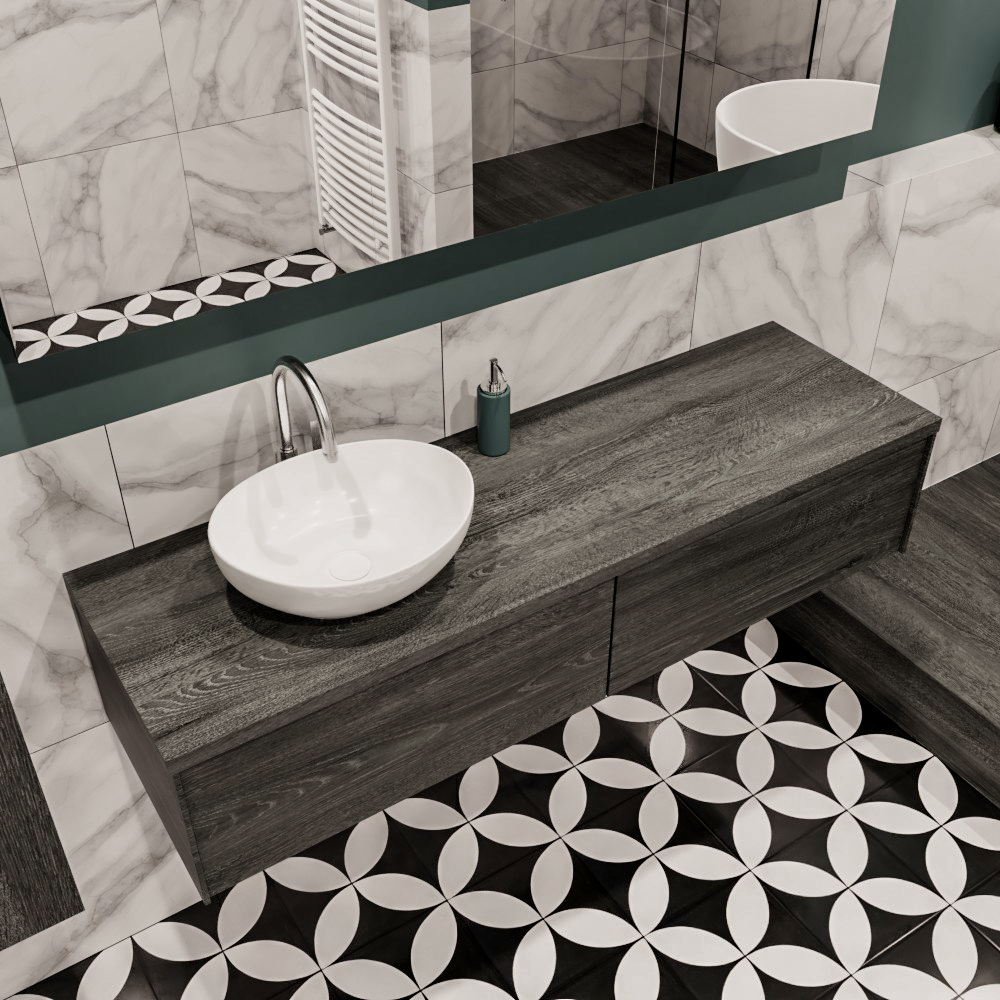 MONDIAZ LUSH 150cm mueble de baño Antracite 2 cajones lavabo BARCO Izquierda 1 orificio 1 MONDIAZ LUSH 150cm mueble de baño Antracite 2 cajones lavabo BARCO Izquierda 1 orificio