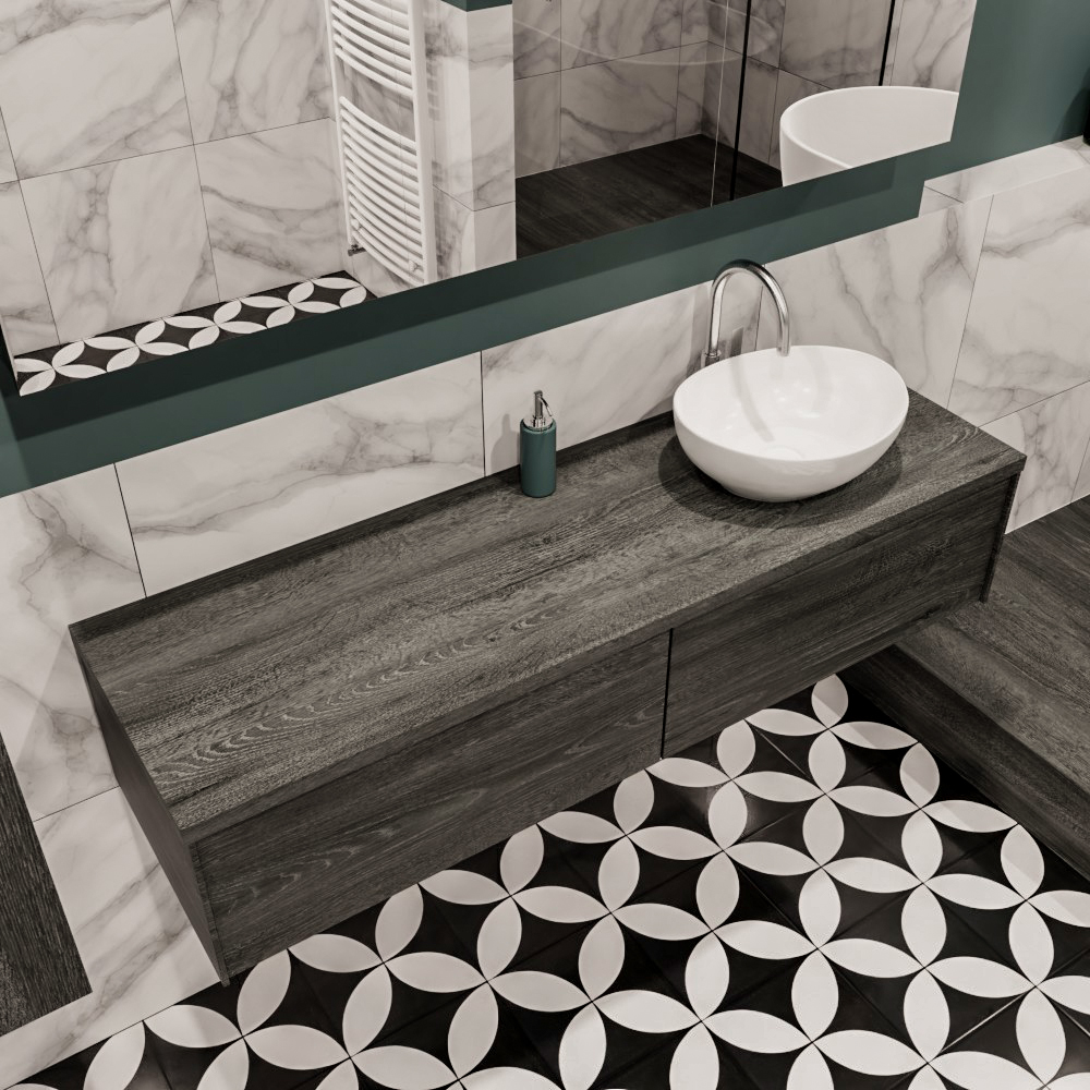 MONDIAZ LUSH 150cm mueble de baño Antracite 2 cajones lavabo BARCO Derecho 1 orificio 1 MONDIAZ LUSH 150cm mueble de baño Antracite 2 cajones lavabo BARCO Derecho 1 orificio