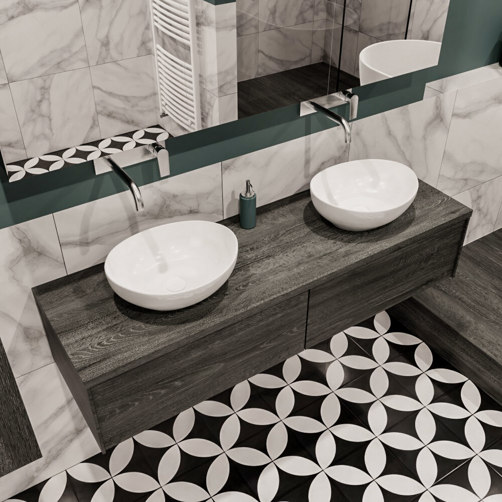 MONDIAZ LUSH 150cm mueble de baño Antracite 2 cajones lavabo BARCO Doble sin orificio 1 MONDIAZ LUSH 150cm mueble de baño Antracite 2 cajones lavabo BARCO Doble sin orificio