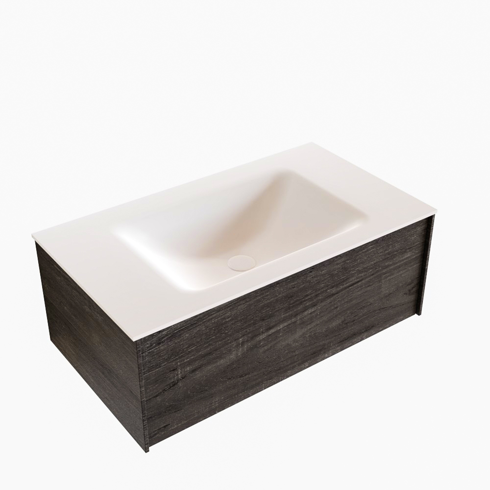 MONDIAZ LUSH 80cm mueble de baño Dark Brown 1 cajón lavabo CLOUD Centro 1 orificio 4 MONDIAZ LUSH 80cm mueble de baño Dark Brown 1 cajón lavabo CLOUD Centro 1 orificio - Imagen 4