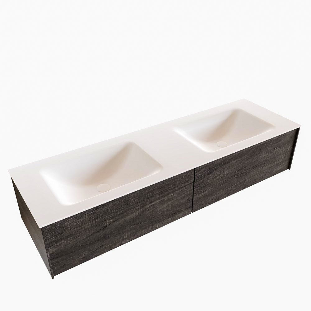MONDIAZ LUSH 150cm mueble de baño Dark Brown 2 cajones lavabo CLOUD Doble 2 orificios 4 MONDIAZ LUSH 150cm mueble de baño Dark Brown 2 cajones lavabo CLOUD Doble 2 orificios - Imagen 4