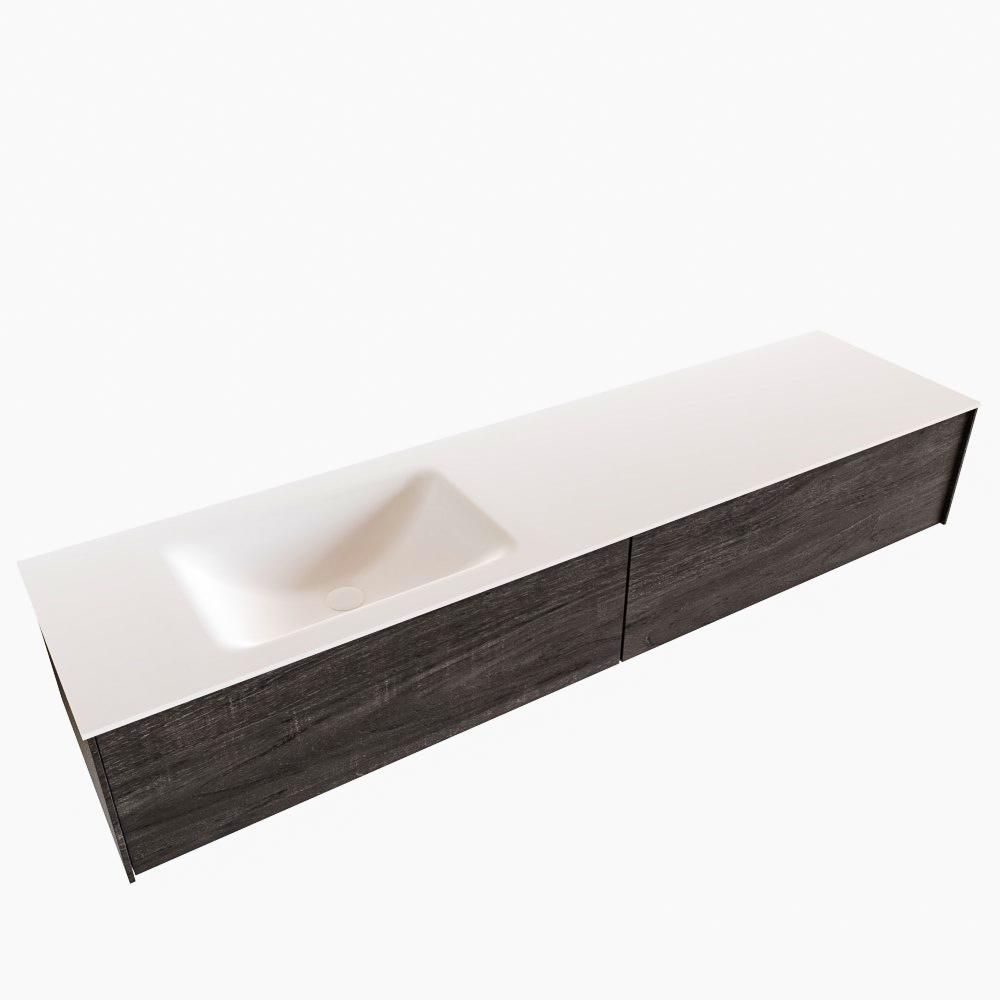 MONDIAZ LUSH 180cm mueble de baño Dark Brown 2 cajones lavabo CLOUD Izquierda 1 orificio 4 MONDIAZ LUSH 180cm mueble de baño Dark Brown 2 cajones lavabo CLOUD Izquierda 1 orificio - Imagen 4