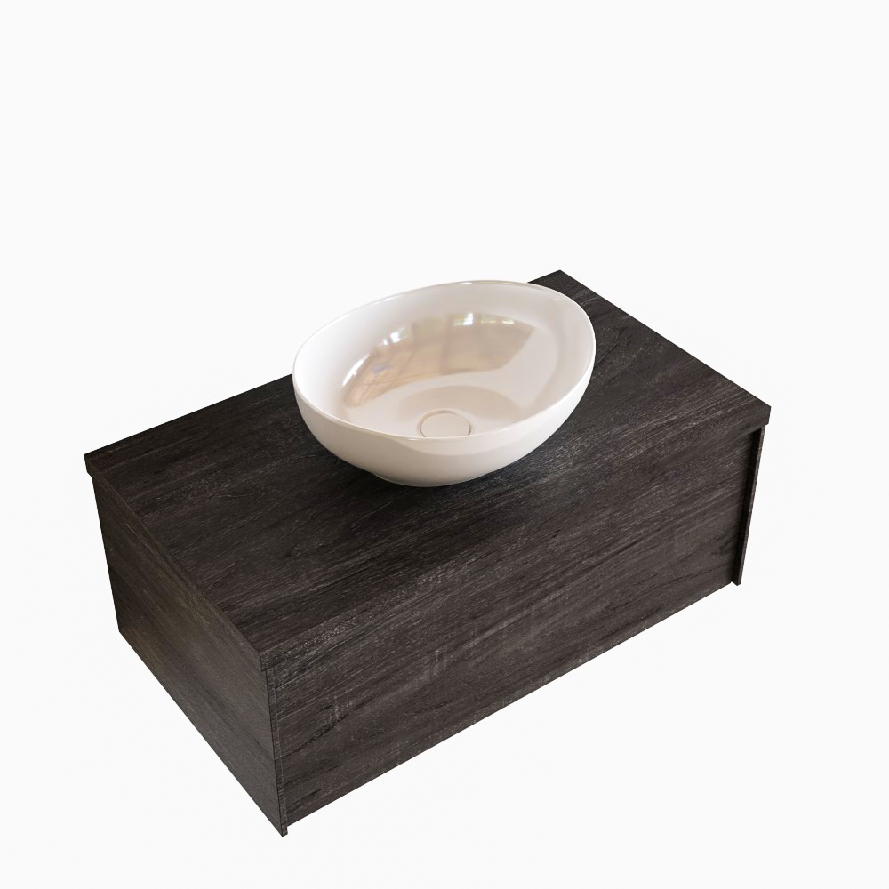 MONDIAZ LUSH 80cm mueble de baño Dark Brown 1 cajón lavabo BARCO Centro sin orificio 4 MONDIAZ LUSH 80cm mueble de baño Dark Brown 1 cajón lavabo BARCO Centro sin orificio - Imagen 4