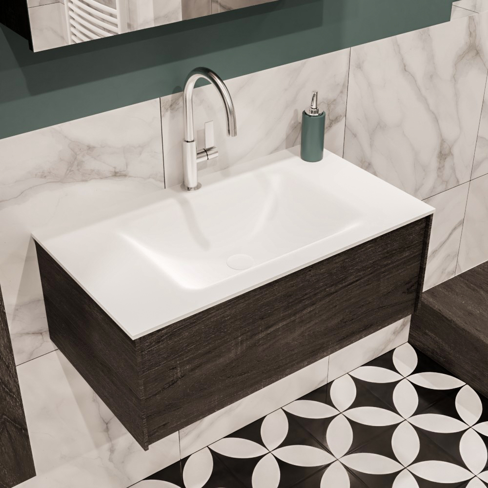 MONDIAZ LUSH 80cm mueble de baño Dark Brown 1 cajón lavabo CLOUD Centro 1 orificio 1 MONDIAZ LUSH 80cm mueble de baño Dark Brown 1 cajón lavabo CLOUD Centro 1 orificio