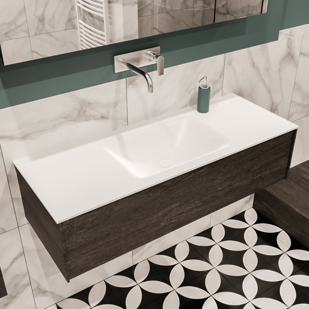 MONDIAZ LUSH 120cm mueble de baño Dark Brown 1 cajón lavabo CLOUD Centro sin orificio 1 MONDIAZ LUSH 120cm mueble de baño Dark Brown 1 cajón lavabo CLOUD Centro sin orificio