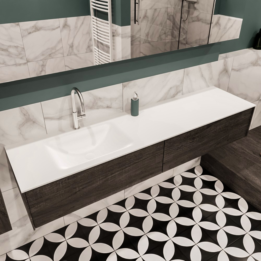MONDIAZ LUSH 180cm mueble de baño Dark Brown 2 cajones lavabo CLOUD Izquierda 1 orificio 1 MONDIAZ LUSH 180cm mueble de baño Dark Brown 2 cajones lavabo CLOUD Izquierda 1 orificio
