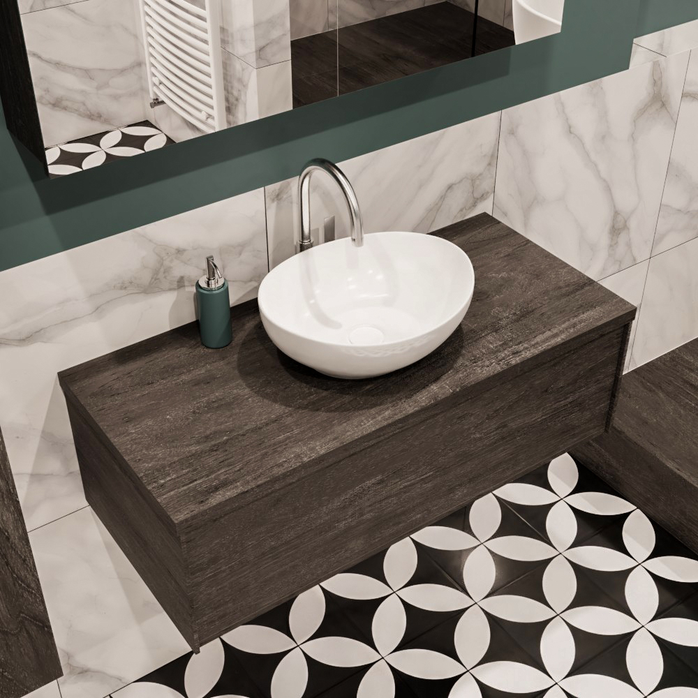 MONDIAZ LUSH 100cm mueble de baño Dark Brown 1 cajón lavabo BARCO Centro 1 orificio 1 MONDIAZ LUSH 100cm mueble de baño Dark Brown 1 cajón lavabo BARCO Centro 1 orificio