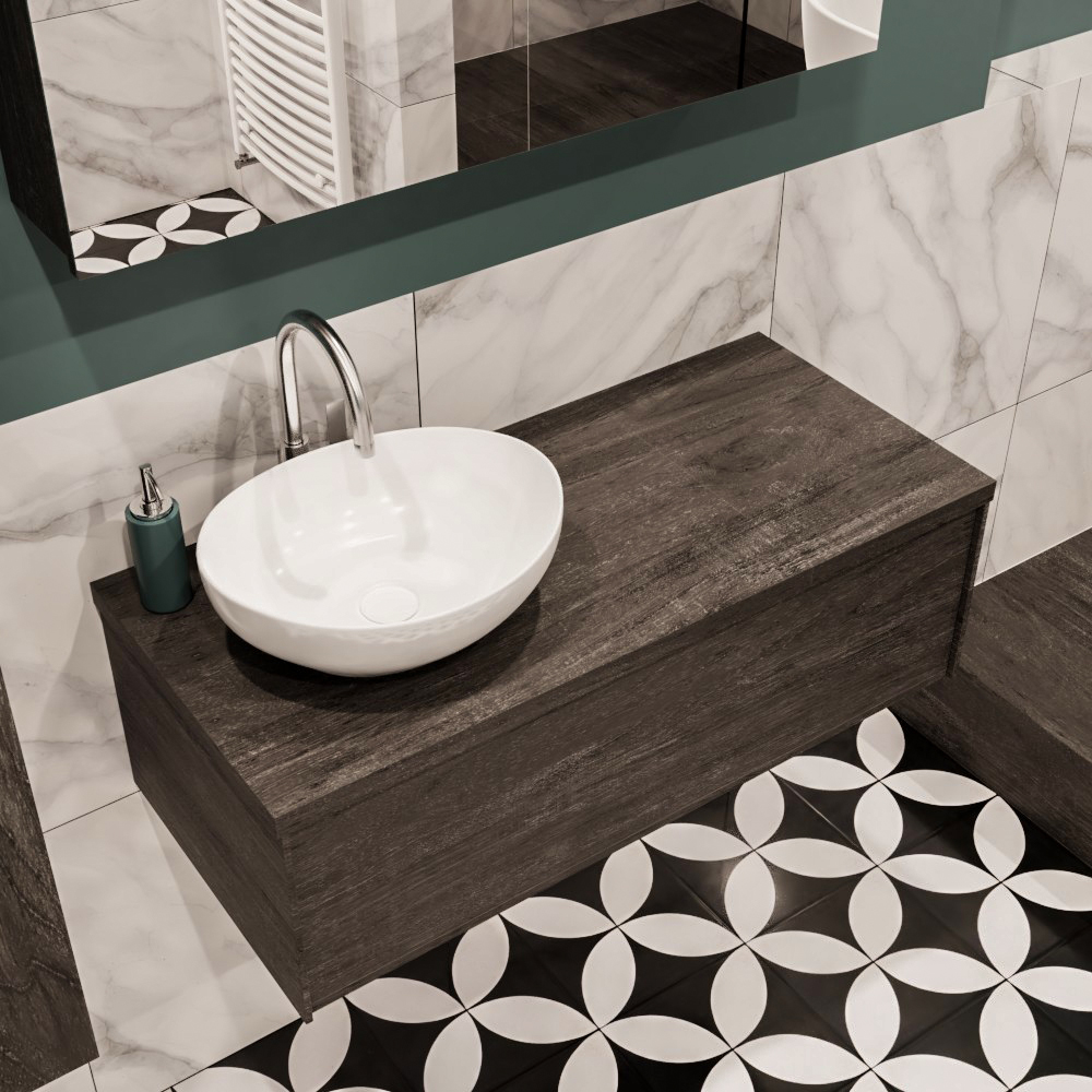 MONDIAZ LUSH 100cm mueble de baño Dark Brown 1 cajón lavabo BARCO Izquierda 1 orificio 1 MONDIAZ LUSH 100cm mueble de baño Dark Brown 1 cajón lavabo BARCO Izquierda 1 orificio
