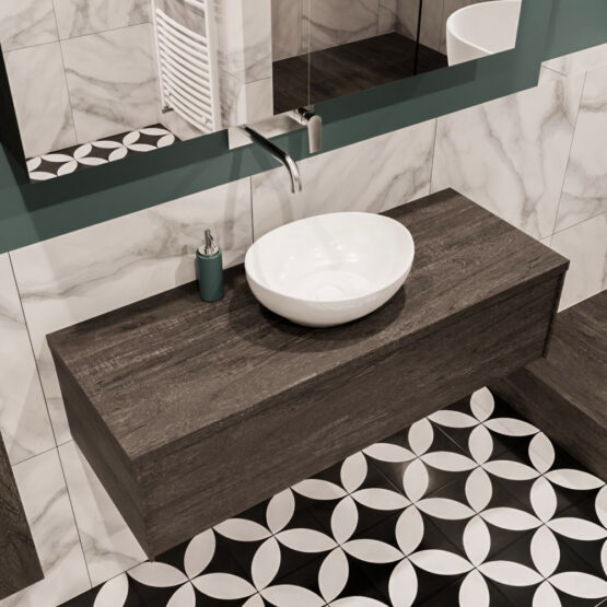 MONDIAZ LUSH 120cm mueble de baño Dark Brown 1 cajón lavabo BARCO Centro sin orificio