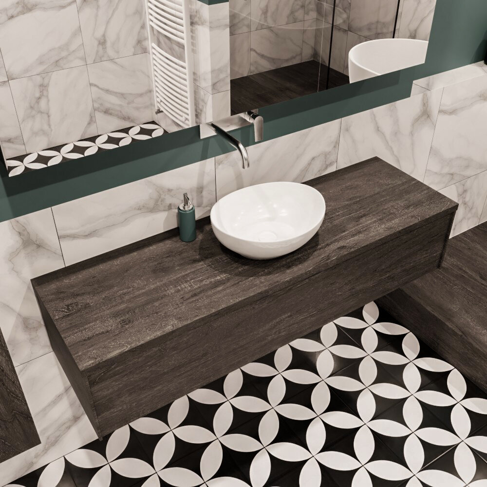 MONDIAZ LUSH 150cm mueble de baño Dark Brown 1 cajón lavabo BARCO Centro sin orificio 1 MONDIAZ LUSH 150cm mueble de baño Dark Brown 1 cajón lavabo BARCO Centro sin orificio