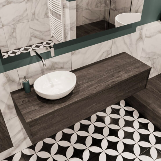 MONDIAZ LUSH 150cm mueble de baño Dark Brown 1 cajón lavabo BARCO Izquierda sin orificio