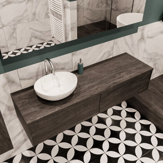 MONDIAZ LUSH 150cm mueble de baño Dark Brown 2 cajones lavabo BARCO Izquierda 1 orificio